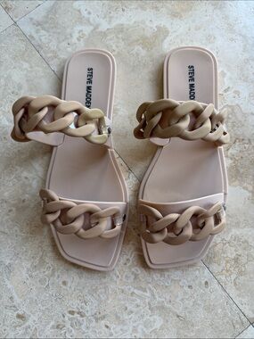 Steve Madden Zimma Nude Chain-Link Slide Sandals